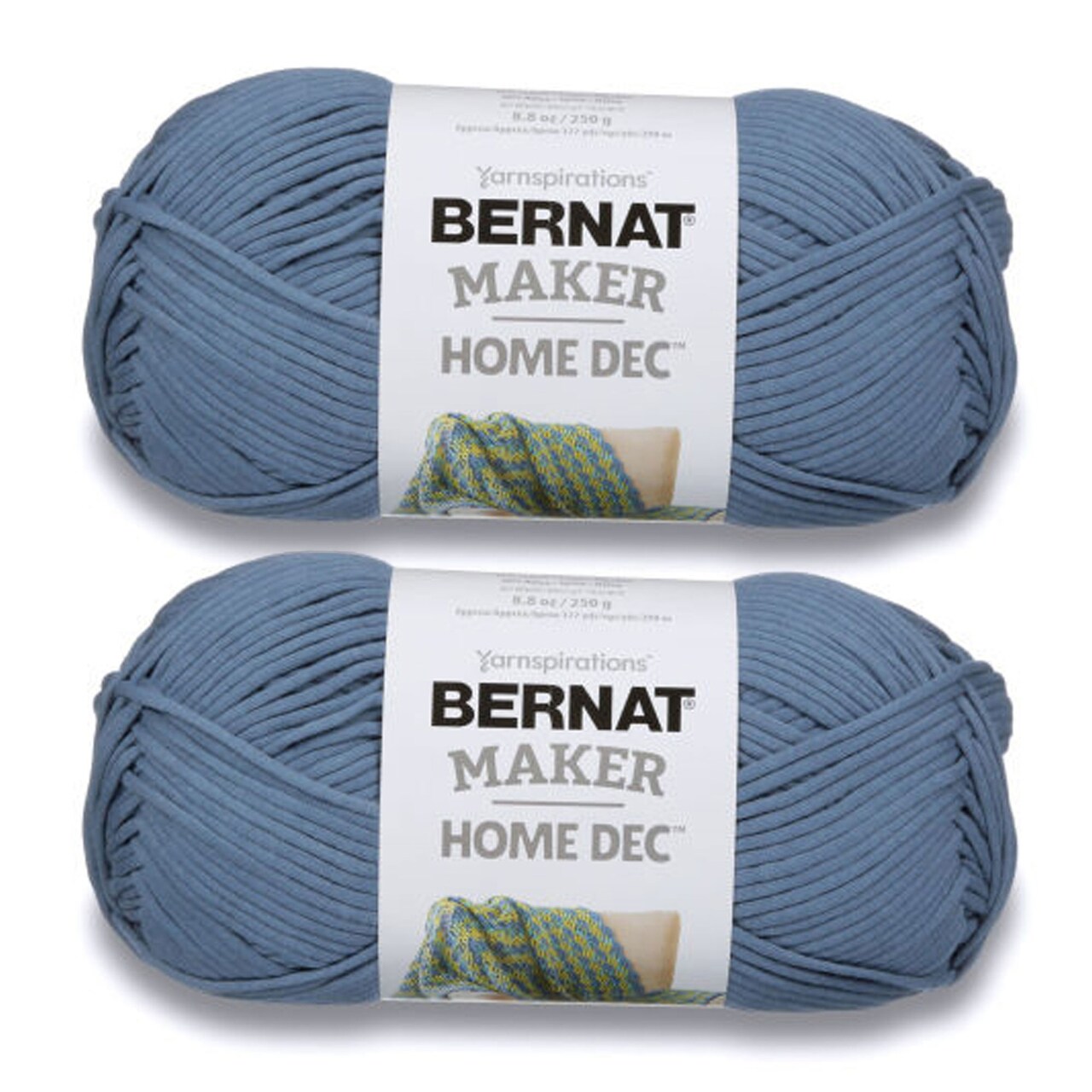 Bernat Maker Home Dec Steel Blue Yarn - 2 Pack of 250g/8.8oz